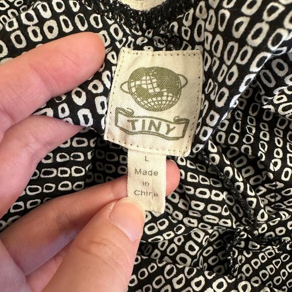 Anthropologie Tiny Pants L Black White Print Cotton Boho Cuffed Cropped - Picture 2 of 12